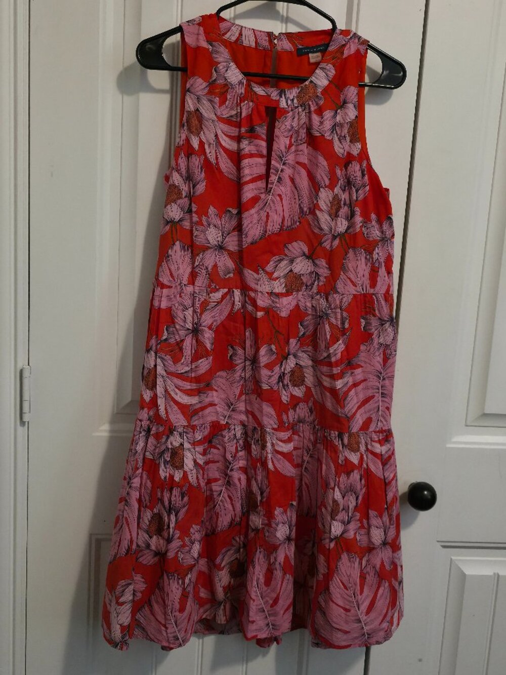 Tommy Hilfiger Gustavia Red and Pink Floral Print Tiered Dress - Woman's Size 6